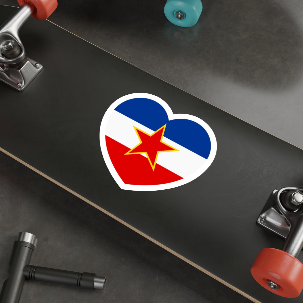 Heart Flag of Yugoslavia - STICKER Vinyl Die-Cut Decal-The Sticker Space