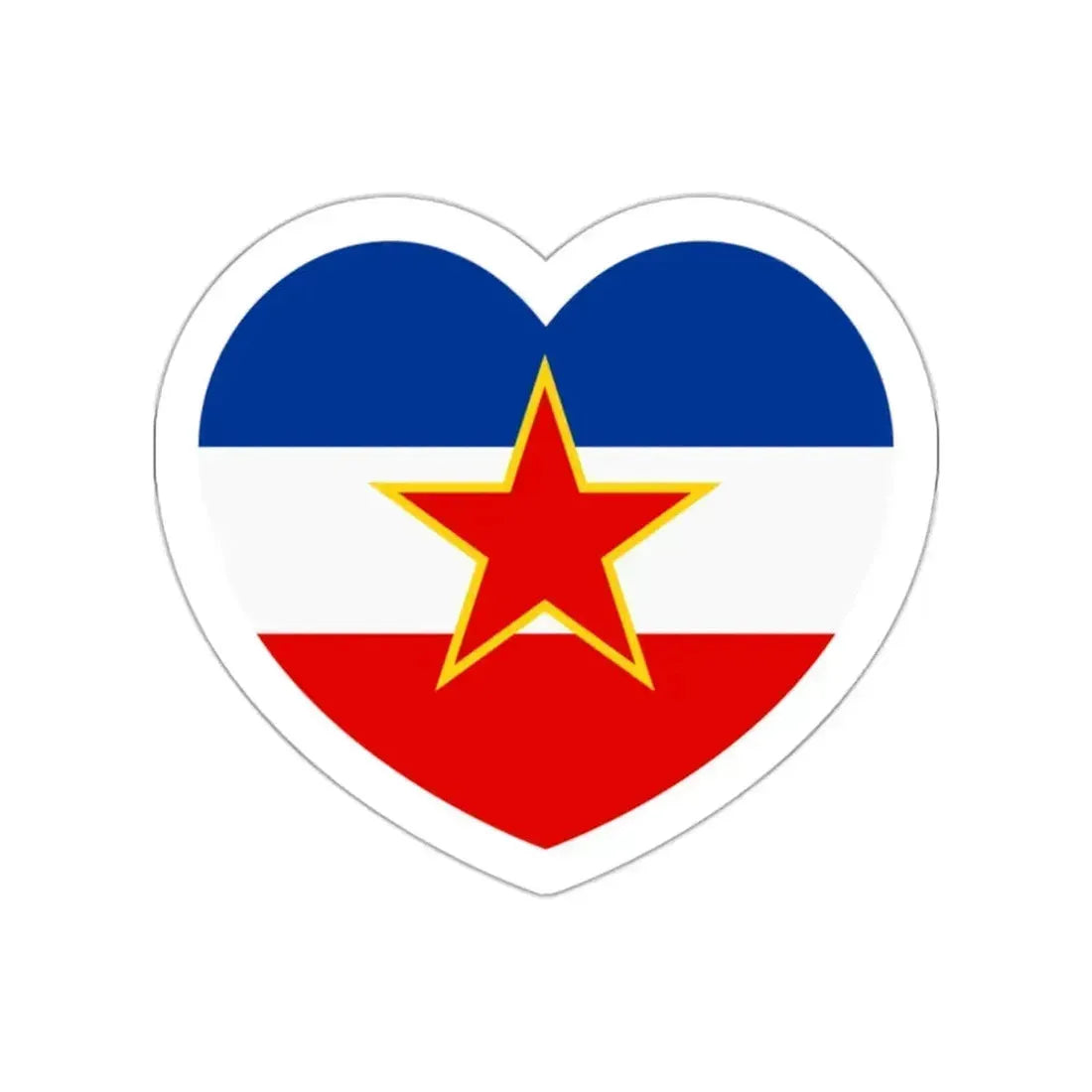 Heart Flag of Yugoslavia - STICKER Vinyl Die-Cut Decal White Die-Cut 2 Inch - The Sticker Space