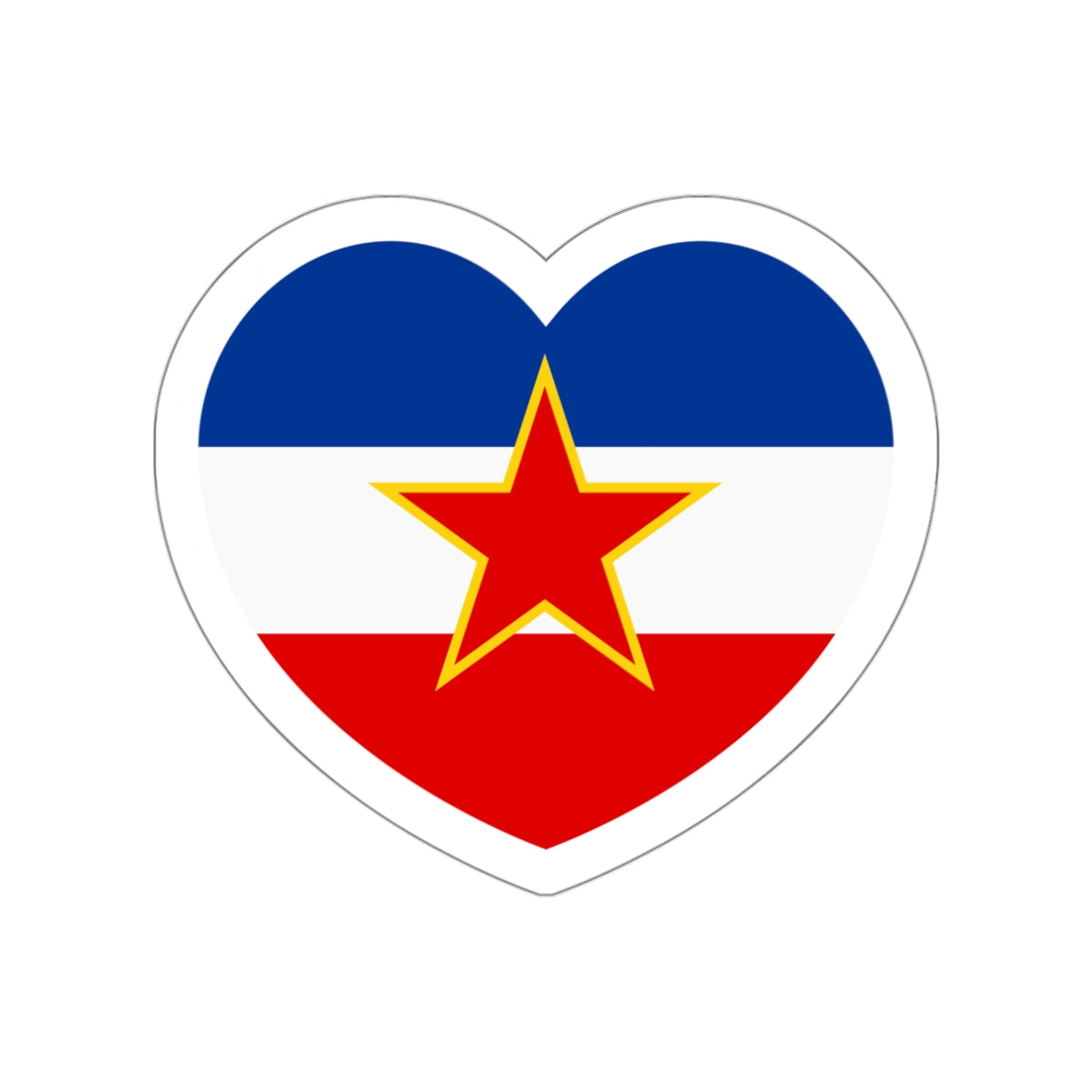 Heart Flag of Yugoslavia - STICKER Vinyl Die-Cut Decal-White-The Sticker Space