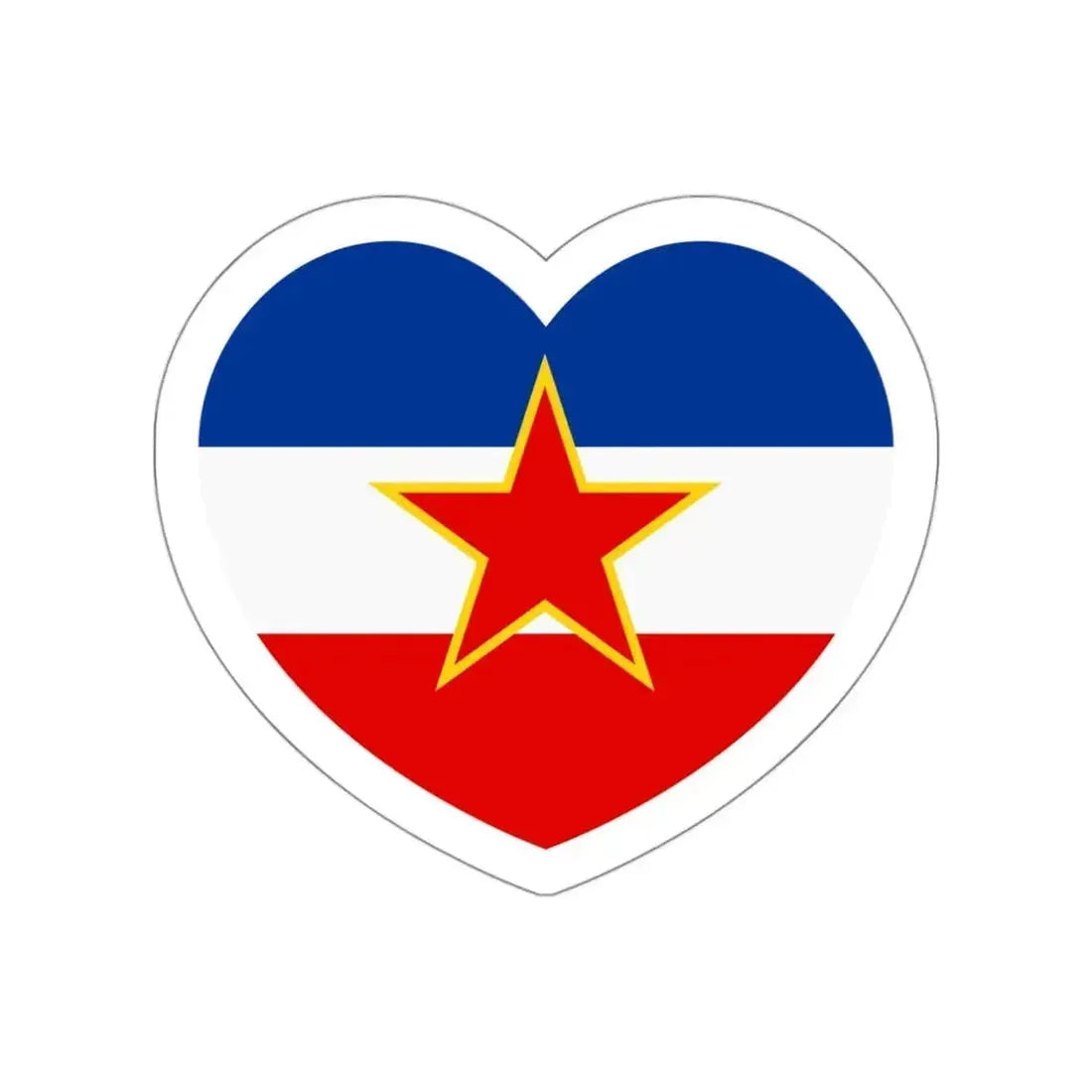 Heart Flag of Yugoslavia - STICKER Vinyl Die-Cut Decal White Die-Cut 3 Inch - The Sticker Space