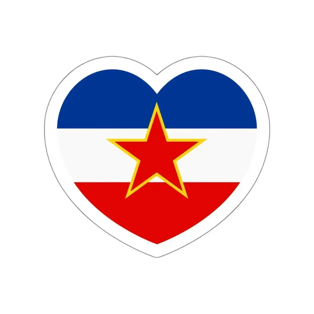 Heart Flag of Yugoslavia - STICKER Vinyl Die-Cut Decal White Die-Cut 4 Inch - The Sticker Space