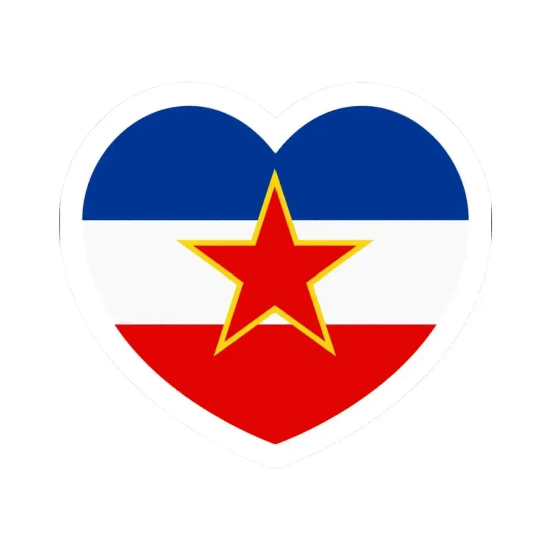 Heart Flag of Yugoslavia - STICKER Vinyl Kiss-Cut Decal 2 Inch White - The Sticker Space