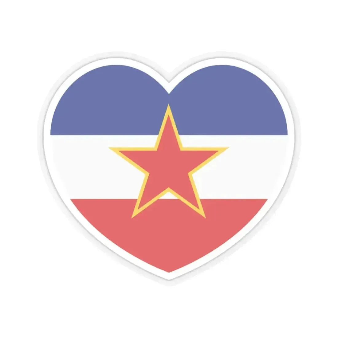 Heart Flag of Yugoslavia - STICKER Vinyl Kiss-Cut Decal 3 Inch Transparent - The Sticker Space