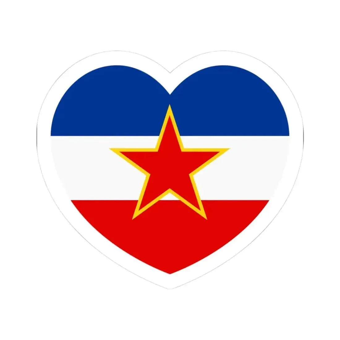Heart Flag of Yugoslavia - STICKER Vinyl Kiss-Cut Decal 3 Inch White - The Sticker Space
