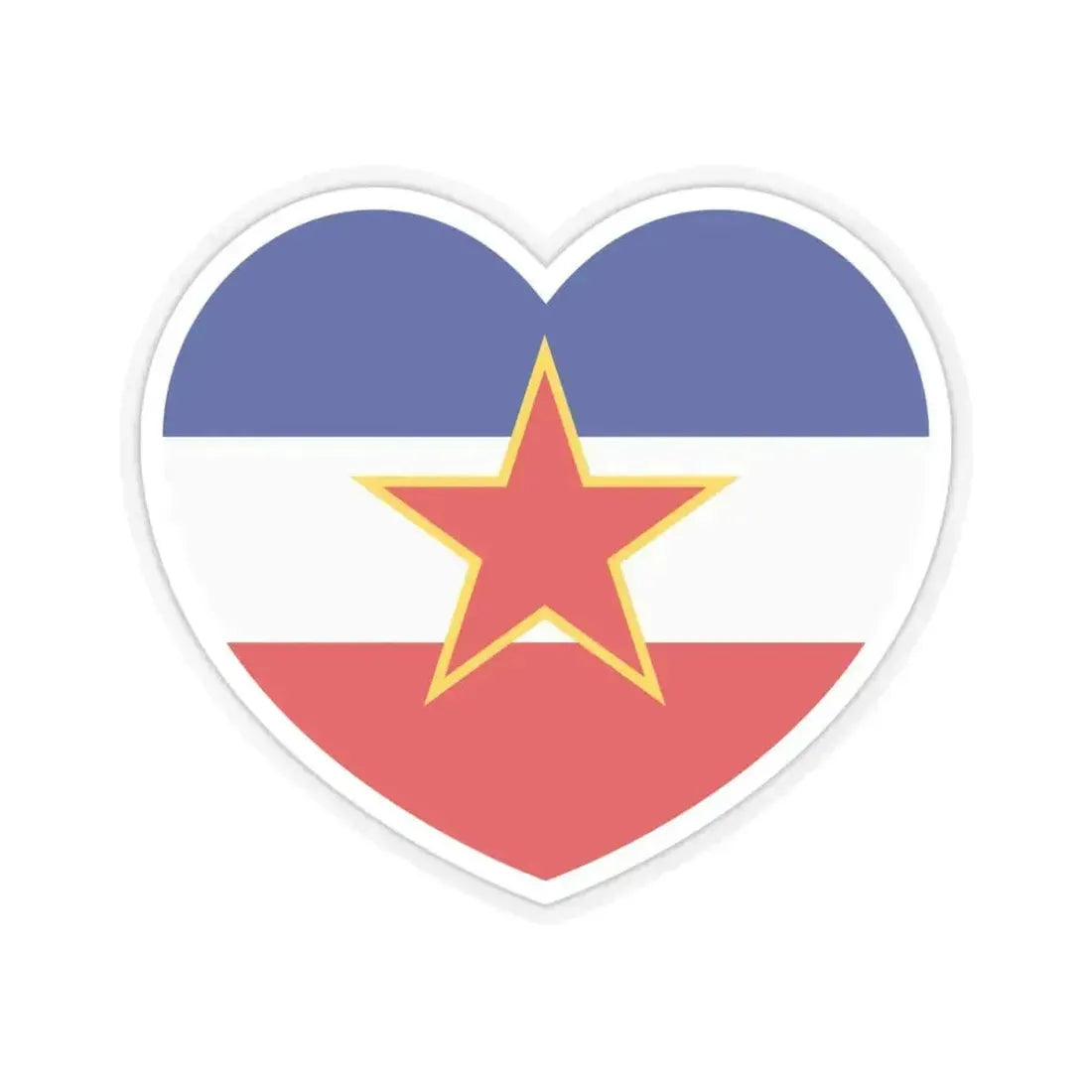 Heart Flag of Yugoslavia - STICKER Vinyl Kiss-Cut Decal 4 Inch Transparent - The Sticker Space