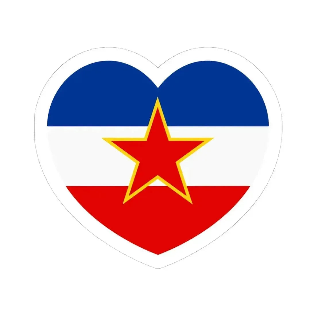 Heart Flag of Yugoslavia - STICKER Vinyl Kiss-Cut Decal 4 Inch White - The Sticker Space