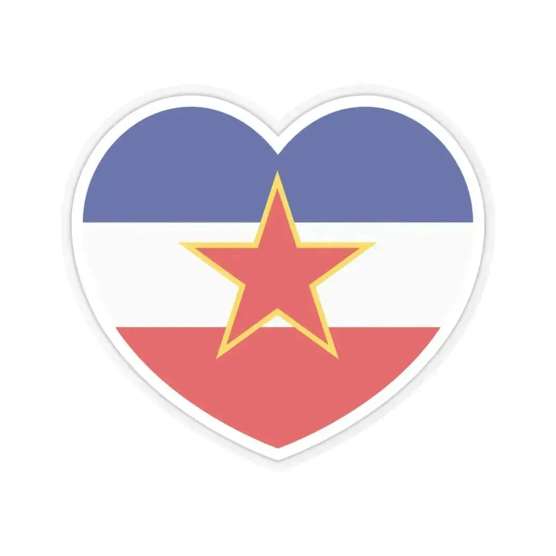 Heart Flag of Yugoslavia - STICKER Vinyl Kiss-Cut Decal 6 Inch Transparent - The Sticker Space