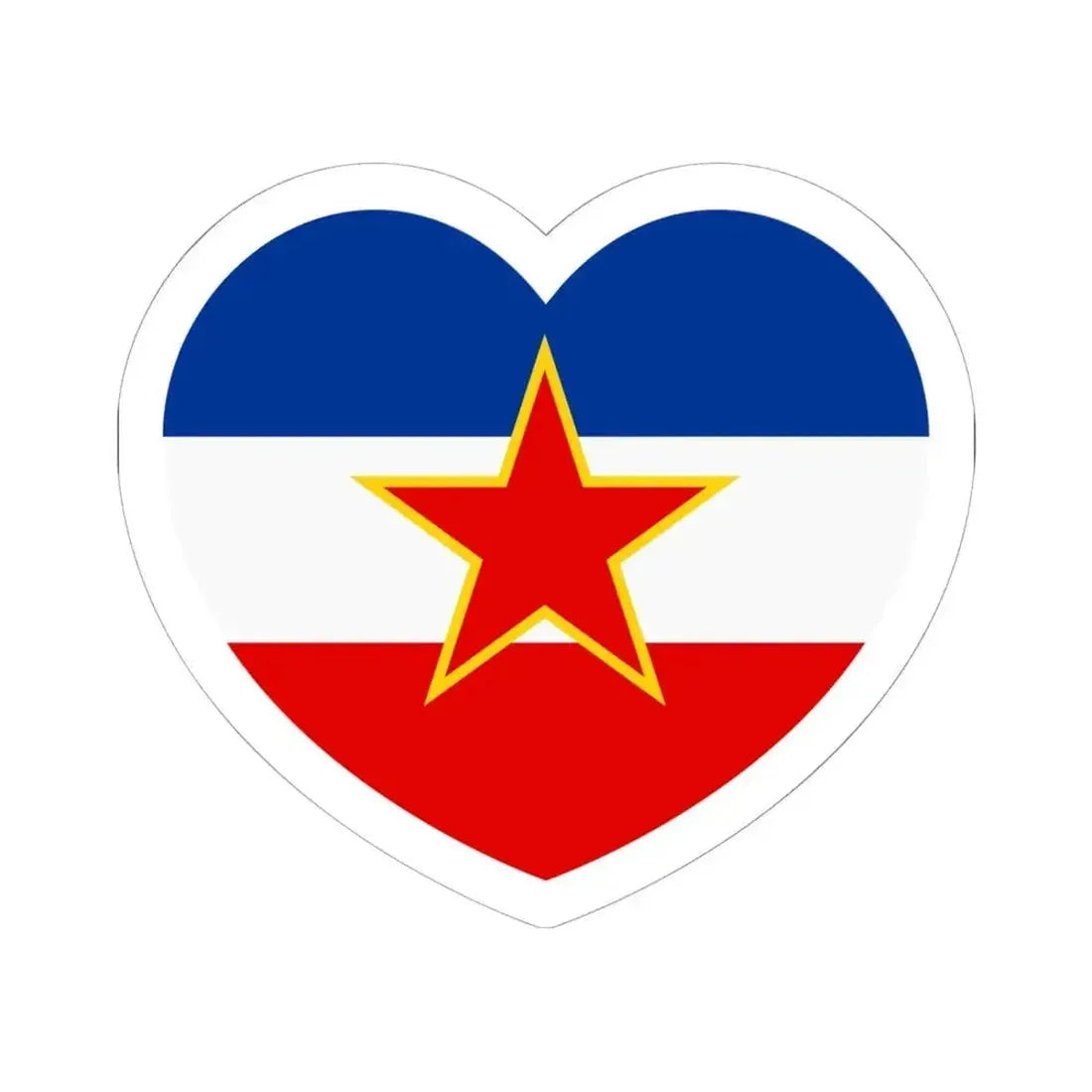 Heart Flag of Yugoslavia - STICKER Vinyl Kiss-Cut Decal 6 Inch White - The Sticker Space