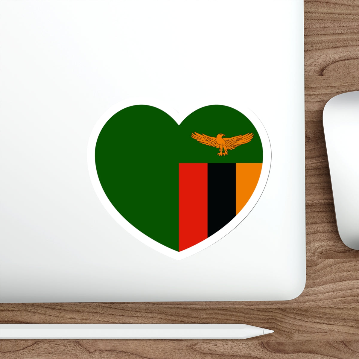 Heart Flag of Zambia 1964-1996 - STICKER Vinyl Die-Cut Decal-The Sticker Space