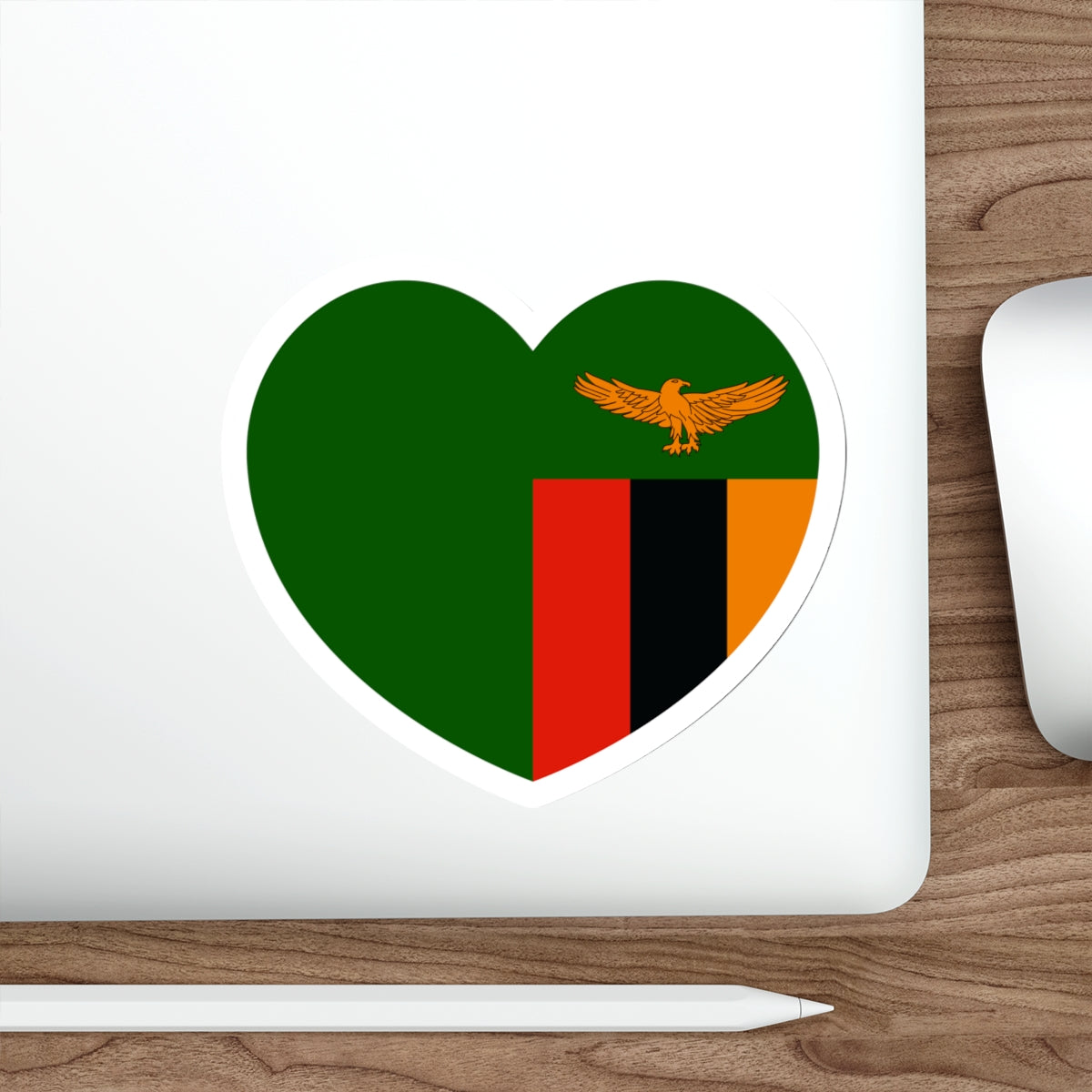 Heart Flag of Zambia 1964-1996 - STICKER Vinyl Die-Cut Decal-The Sticker Space