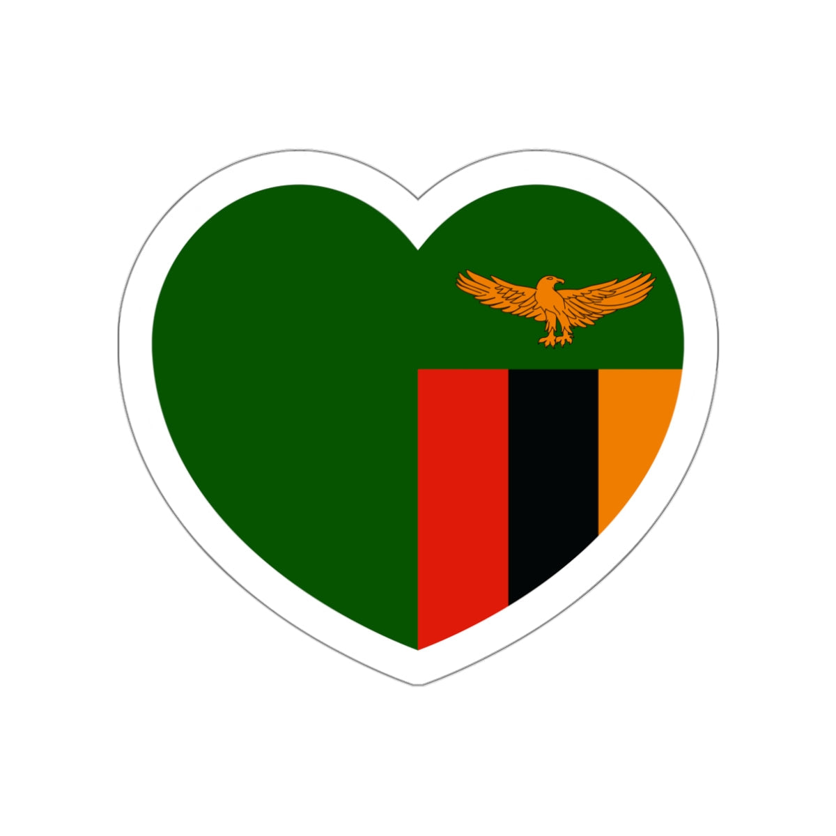 Heart Flag of Zambia 1964-1996 - STICKER Vinyl Die-Cut Decal-White-The Sticker Space