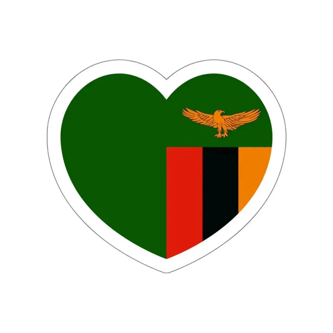 Heart Flag of Zambia 1964-1996 - STICKER Vinyl Die-Cut Decal White Die-Cut 6 Inch - The Sticker Space