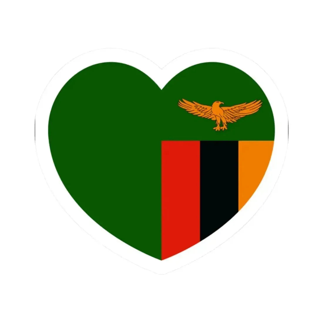 Heart Flag of Zambia 1964-1996 - STICKER Vinyl Kiss-Cut Decal 2 Inch White - The Sticker Space