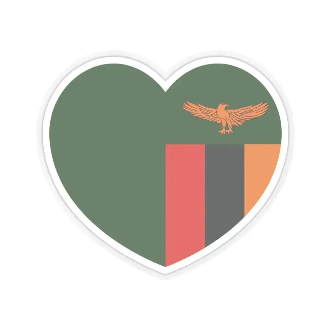 Heart Flag of Zambia 1964-1996 - STICKER Vinyl Kiss-Cut Decal 3 Inch Transparent - The Sticker Space
