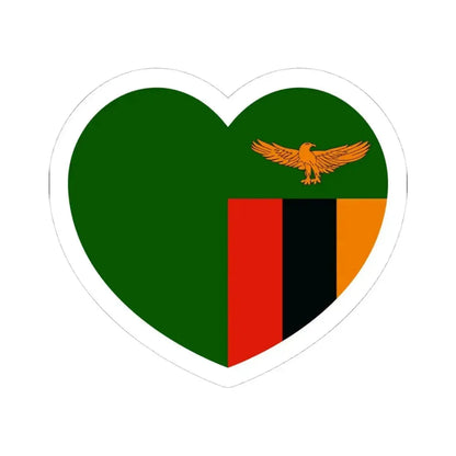 Heart Flag of Zambia 1964-1996 - STICKER Vinyl Kiss-Cut Decal 4 Inch White - The Sticker Space