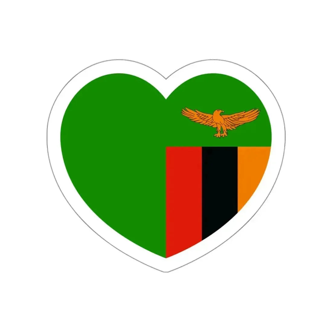 Heart Flag of Zambia - STICKER Vinyl Die-Cut Decal White Die-Cut 3 Inch - The Sticker Space