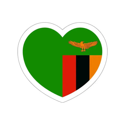 Heart Flag of Zambia - STICKER Vinyl Die-Cut Decal White Die-Cut 3 Inch - The Sticker Space