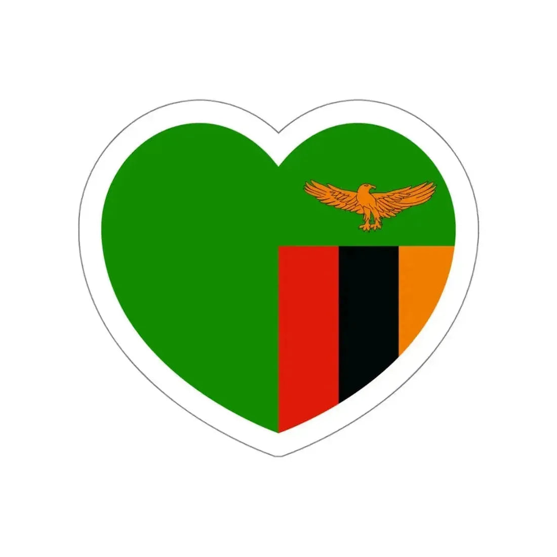 Heart Flag of Zambia - STICKER Vinyl Die-Cut Decal White Die-Cut 4 Inch - The Sticker Space