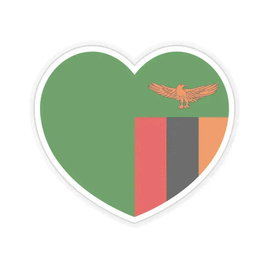 Heart Flag of Zambia - STICKER Vinyl Kiss-Cut Decal 2 Inch Transparent - The Sticker Space