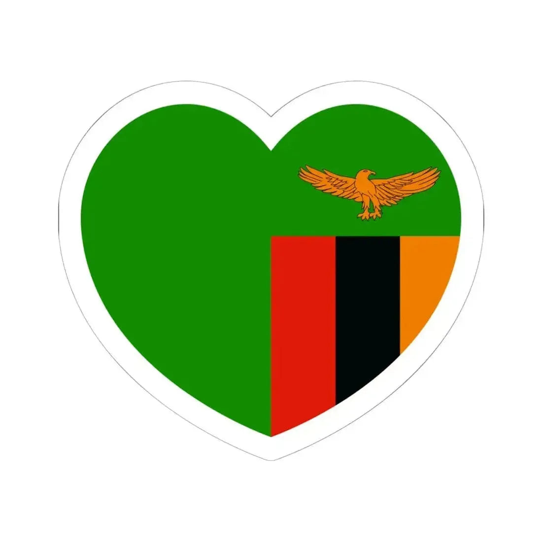 Heart Flag of Zambia - STICKER Vinyl Kiss-Cut Decal 6 Inch White - The Sticker Space