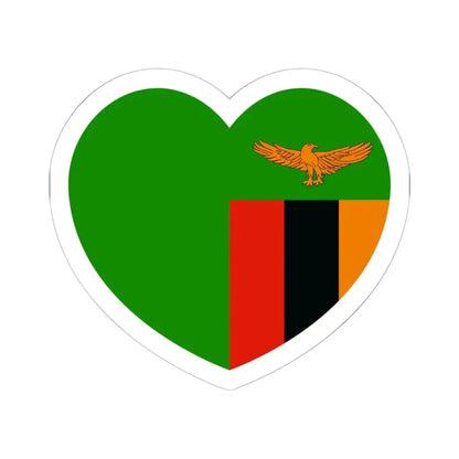 Heart Flag of Zambia - STICKER Vinyl Kiss-Cut Decal 6 Inch White - The Sticker Space