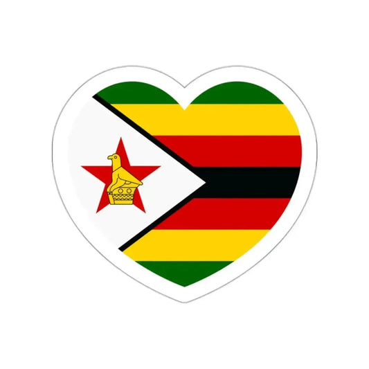 Heart Flag of Zimbabwe - STICKER Vinyl Die-Cut Decal White Die-Cut 2 Inch - The Sticker Space