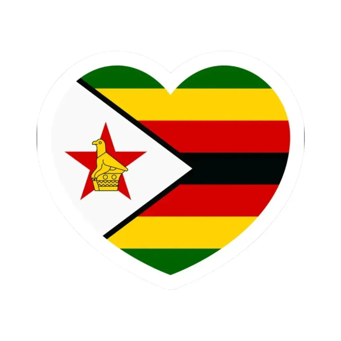Heart Flag of Zimbabwe - STICKER Vinyl Kiss-Cut Decal 2 Inch White - The Sticker Space