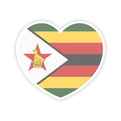 Heart Flag of Zimbabwe - STICKER Vinyl Kiss-Cut Decal 3 Inch Transparent - The Sticker Space