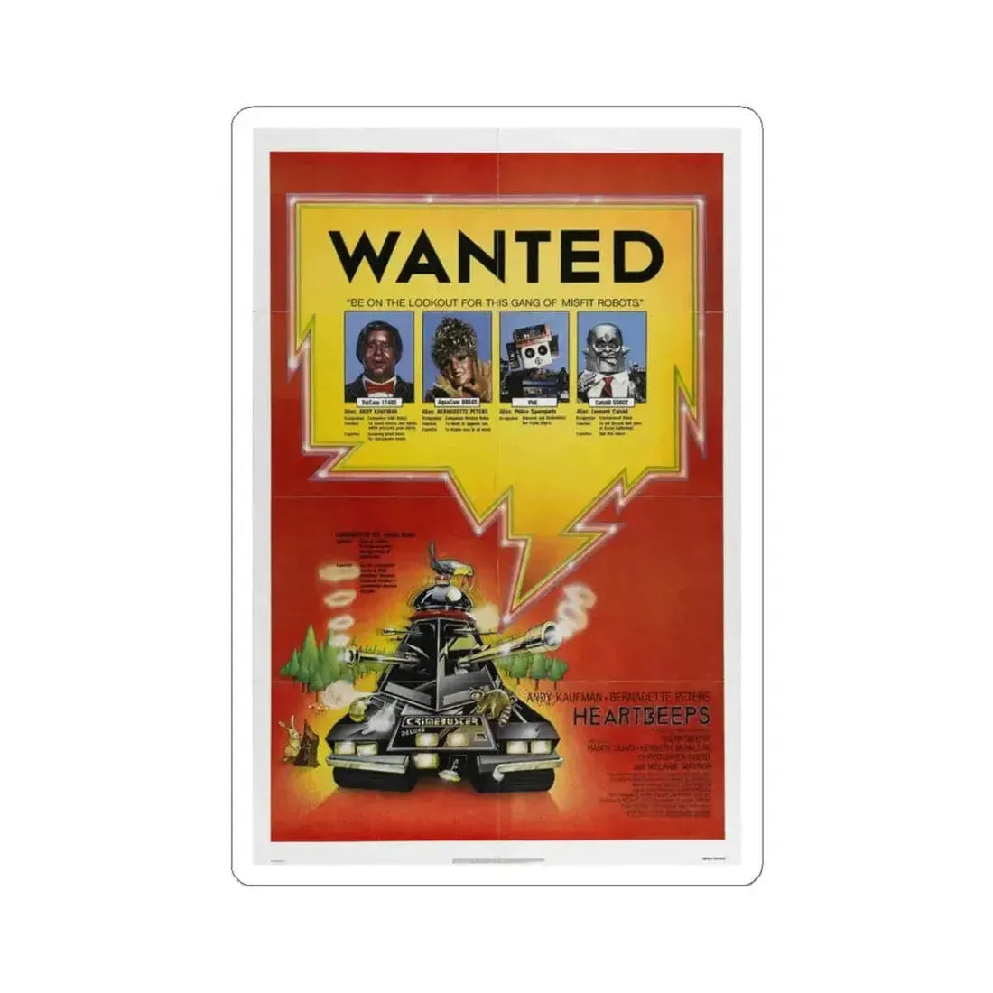 Heartbeeps 1981 Movie Poster - STICKER Vinyl Kiss-Cut Decal 3 Inch White - The Sticker Space