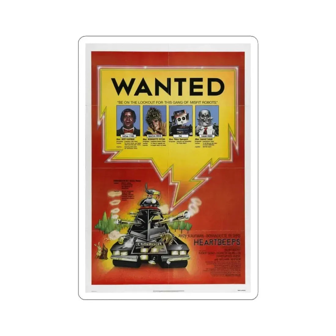 Heartbeeps 1981 Movie Poster - STICKER Vinyl Kiss-Cut Decal 6 Inch White - The Sticker Space