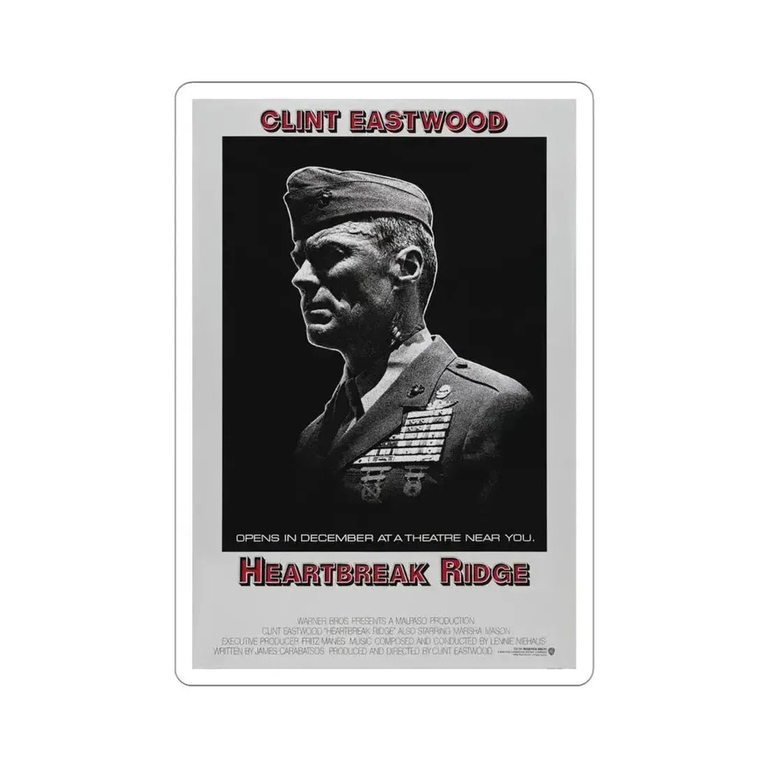 Heartbreak Ridge 1986 Movie Poster STICKER Vinyl Die-Cut Decal 4 Inch - The Sticker Space