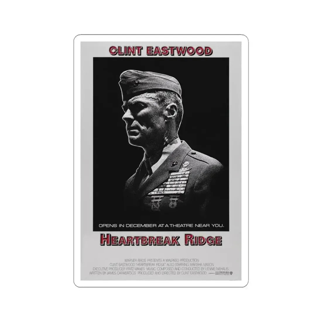Heartbreak Ridge 1986 Movie Poster - STICKER Vinyl Kiss-Cut Decal 4 Inch White - The Sticker Space
