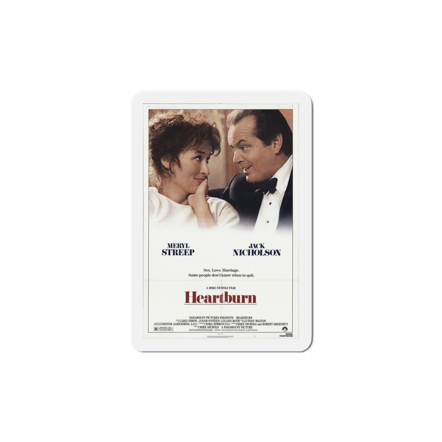 Heartburn 1986 Movie Poster Die-Cut Magnet-6 × 6"-The Sticker Space