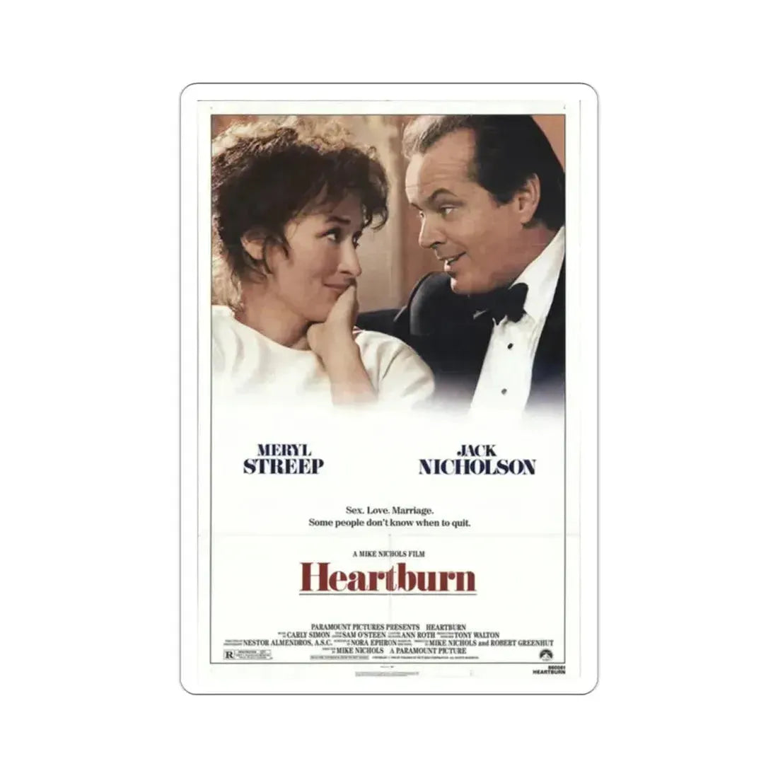 Heartburn 1986 Movie Poster STICKER Vinyl Die-Cut Decal 2 Inch - The Sticker Space