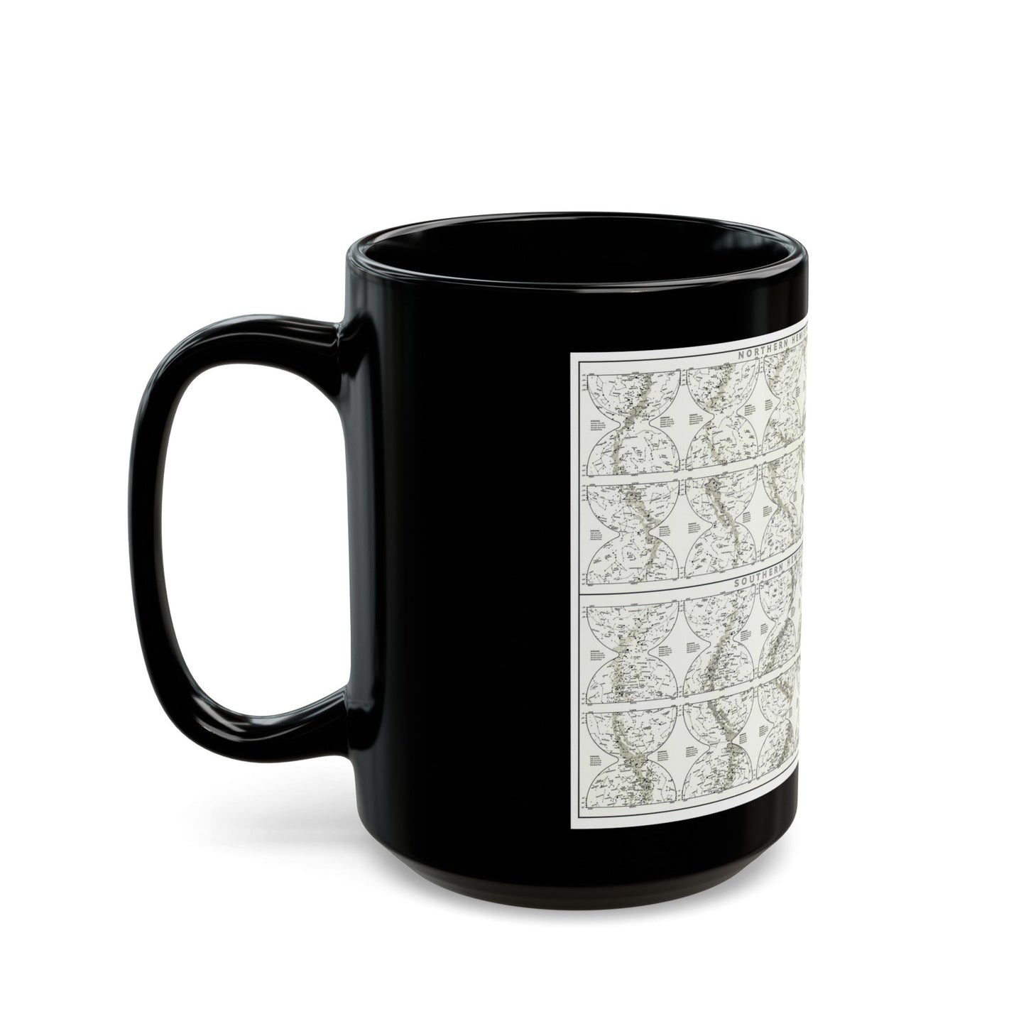 Heavens, The - Monthly Star Charts (1970) (Map) Black Coffee Mug-The Sticker Space