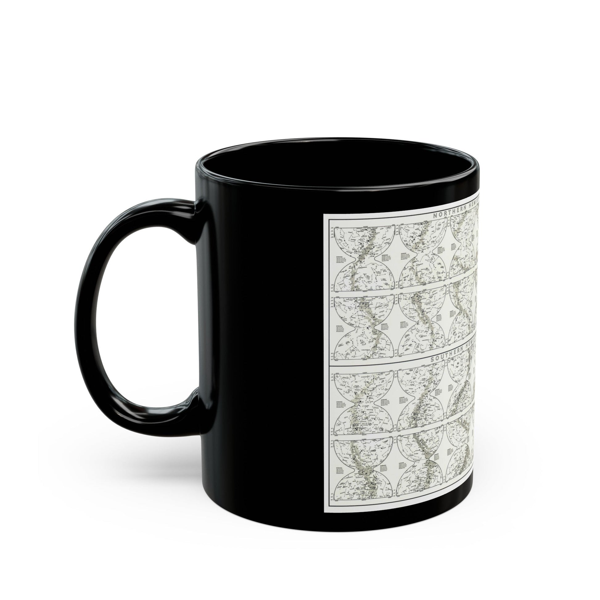 Heavens, The - Monthly Star Charts (1970) (Map) Black Coffee Mug-The Sticker Space