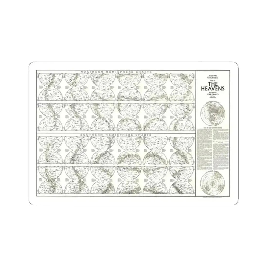 Heavens, The - Monthly Star Charts (1970) (Map) STICKER Vinyl Kiss-Cut Decal 2 Inch White - The Sticker Space