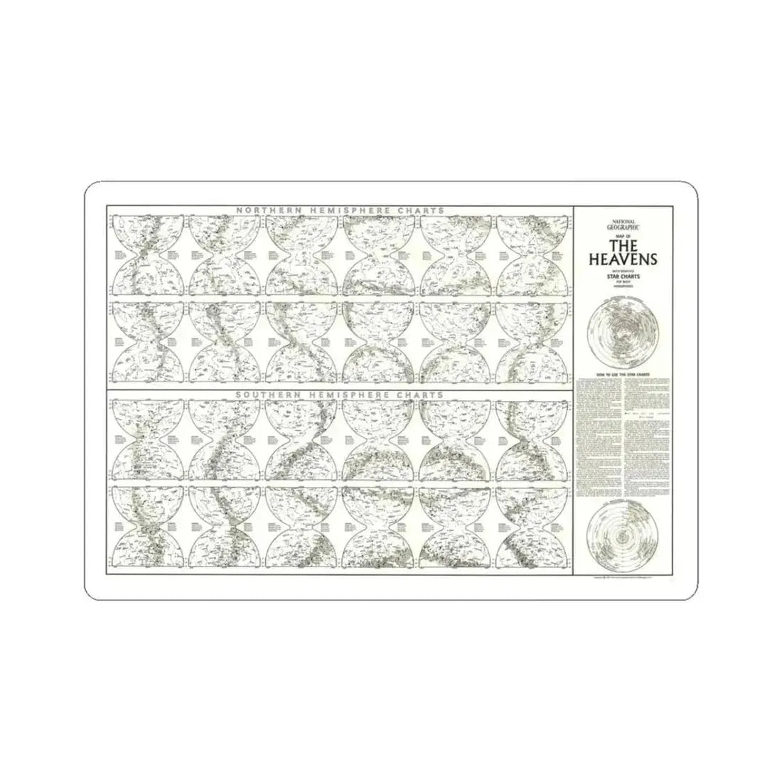 Heavens, The - Monthly Star Charts (1970) (Map) STICKER Vinyl Kiss-Cut Decal 3 Inch White - The Sticker Space