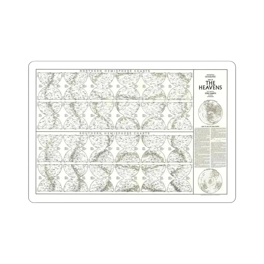 Heavens, The - Monthly Star Charts (1970) (Map) STICKER Vinyl Kiss-Cut Decal 4 Inch White - The Sticker Space