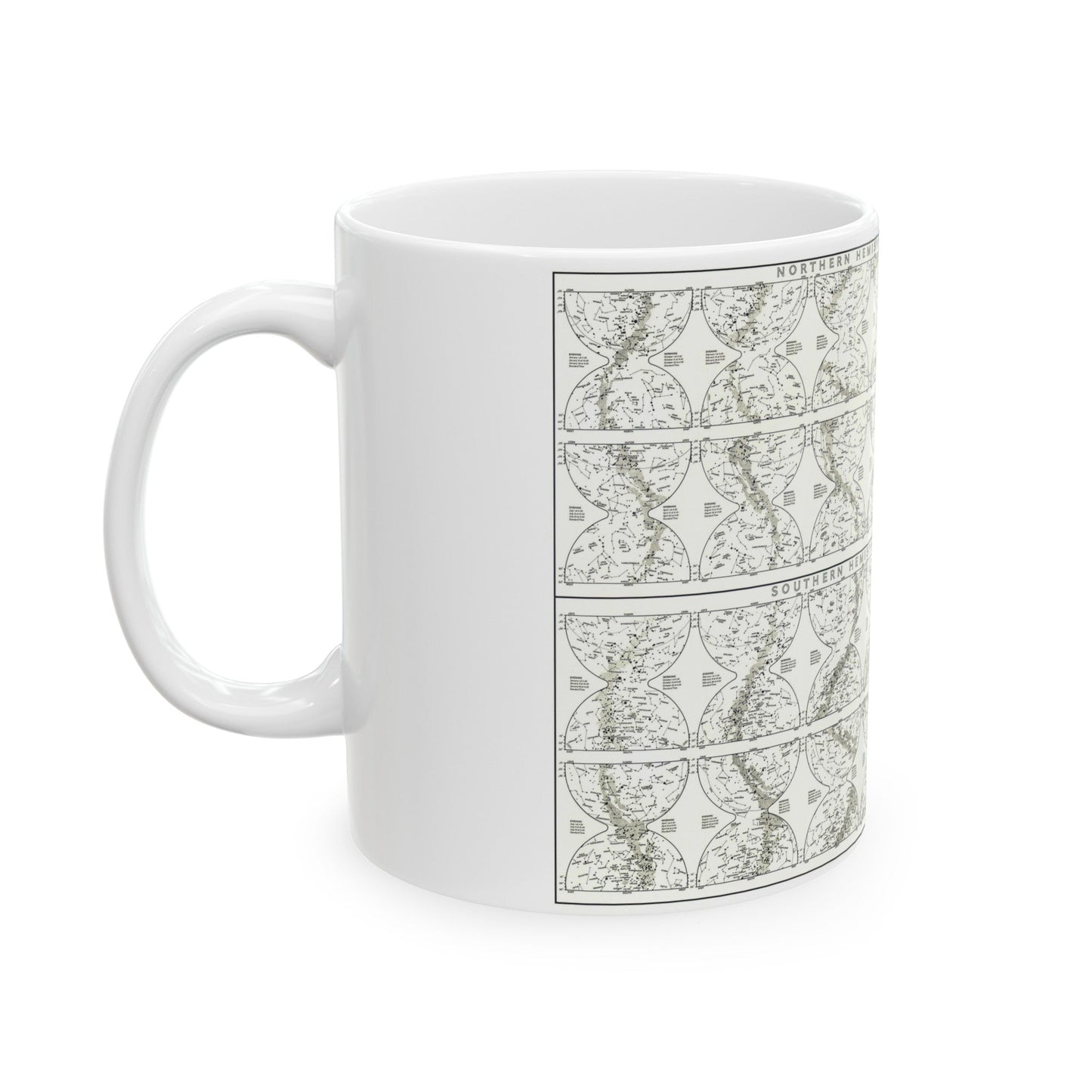 Heavens, The - Monthly Star Charts (1970) (Map) White Coffee Mug-The Sticker Space