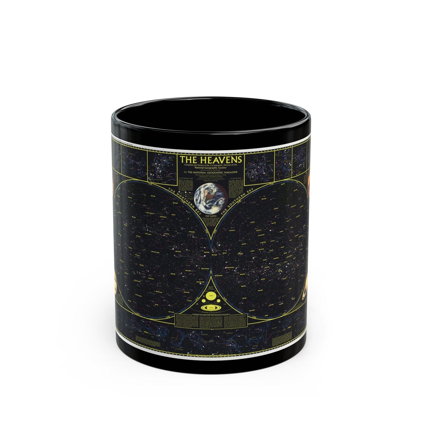 Heavens. The (1970) (Map) Black Coffee Mug-11oz-The Sticker Space