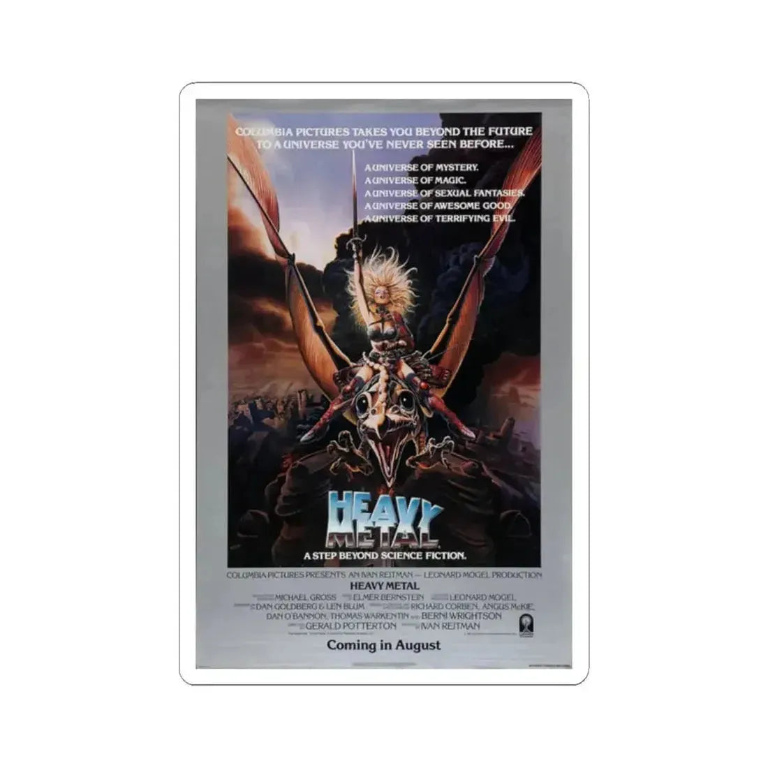 Heavy Metal 1981 Movie Poster - STICKER Vinyl Kiss-Cut Decal 2 Inch White - The Sticker Space