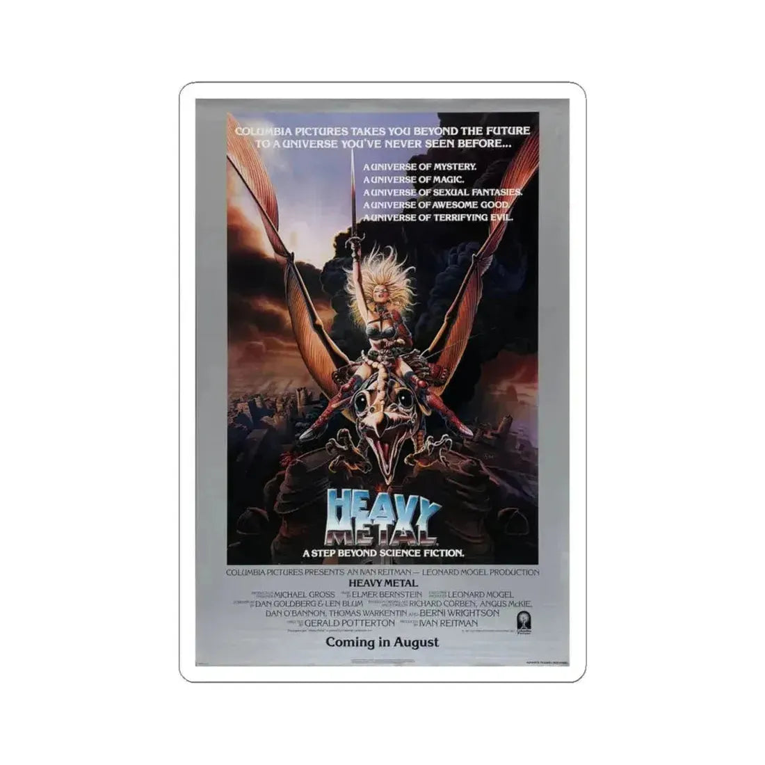 Heavy Metal 1981 Movie Poster - STICKER Vinyl Kiss-Cut Decal 4 Inch White - The Sticker Space
