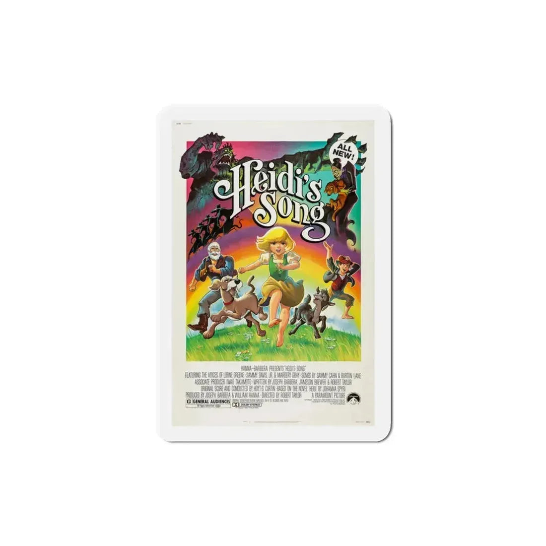 Heidi's Song 1982 Movie Poster Refrigerator Magnet 3 Inch - The Sticker Space