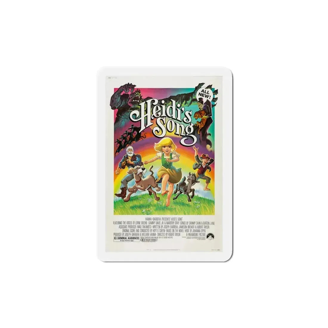 Heidi's Song 1982 Movie Poster Refrigerator Magnet 5 Inch - The Sticker Space