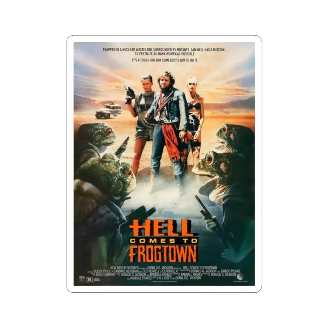 HELL COMES TO FROGTOWN 1988 Movie Poster - STICKER Vinyl Kiss-Cut Decal 2 Inch White - The Sticker Space