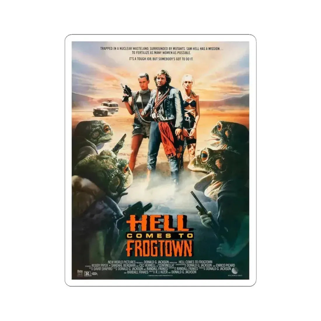 HELL COMES TO FROGTOWN 1988 Movie Poster - STICKER Vinyl Kiss-Cut Decal 4 Inch White - The Sticker Space