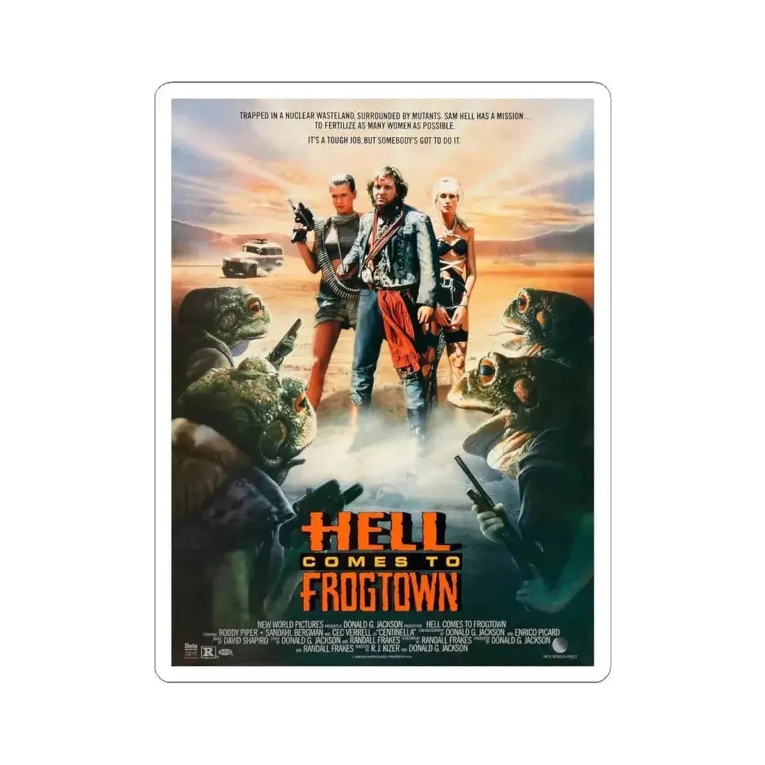 HELL COMES TO FROGTOWN 1988 Movie Poster - STICKER Vinyl Kiss-Cut Decal 6 Inch White - The Sticker Space