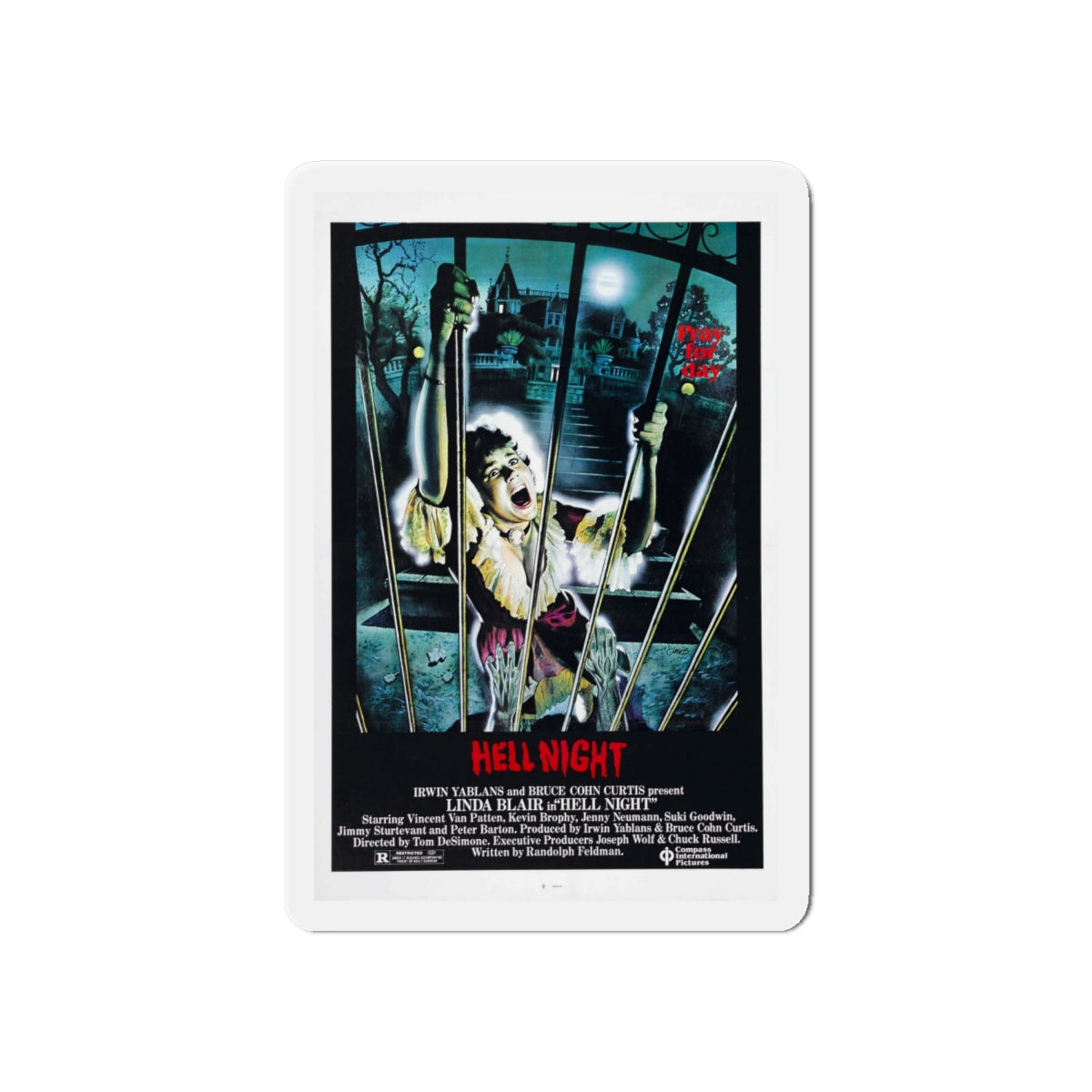 HELL NIGHT 1981 Movie Poster - Die-Cut Magnet-6 × 6"-The Sticker Space