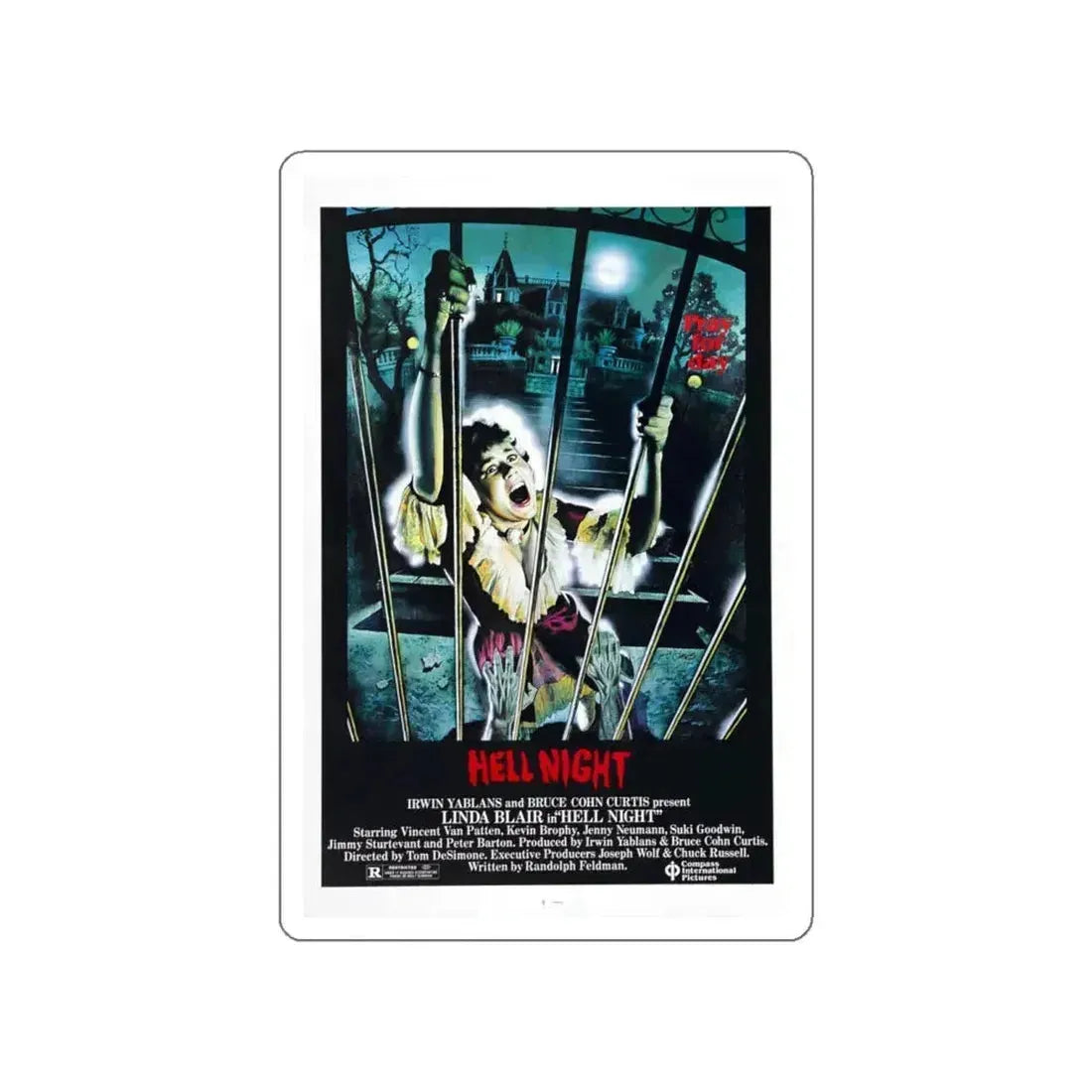 HELL NIGHT 1981 Movie Poster STICKER Vinyl Die-Cut Decal 4 Inch - The Sticker Space